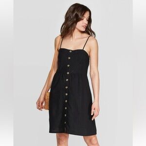 Universal Thread Linen Blend Mini Dress Sundress Smocked-Back Small S